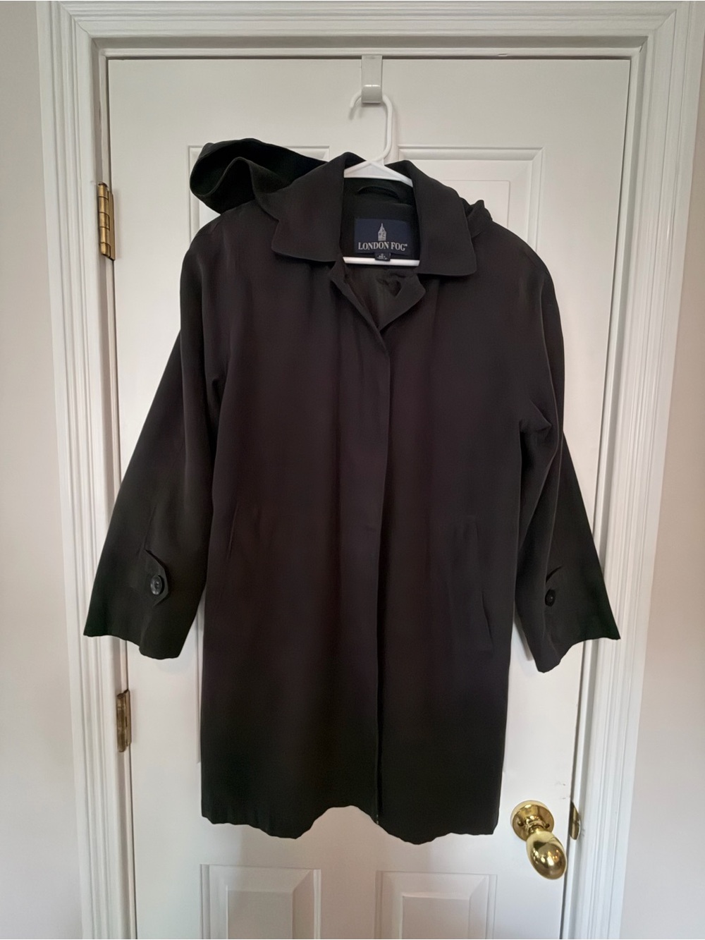 London Fog Black Hooded Trench Coat - S P